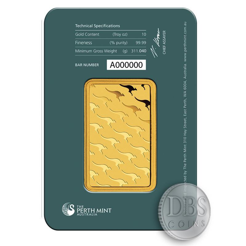 Buy 10 oz. Perth Gold Bullion .9999 fine Bars Brand New - DBS Coins